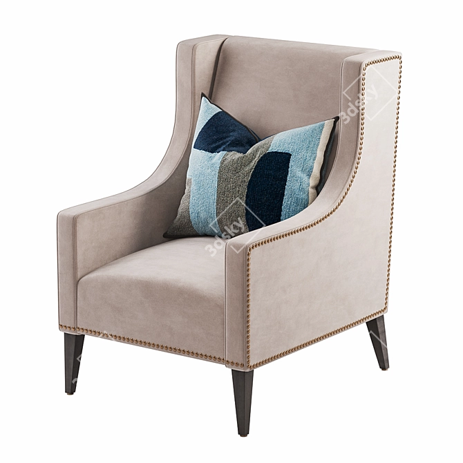 Elegant Wingback Armchair 3D model image 1