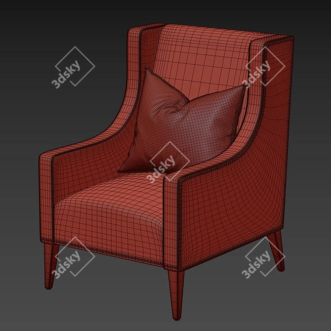 Elegant Wingback Armchair 3D model image 3