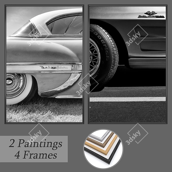 Elegant Set of Wall Paintings 3D model image 1