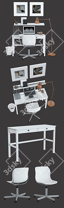 Modern Home Office Set 3D model image 2