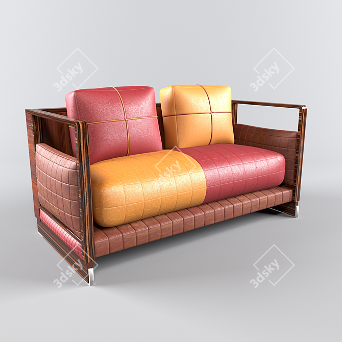 Title: Sleek Leather Sofa - 159cm 3D model image 1