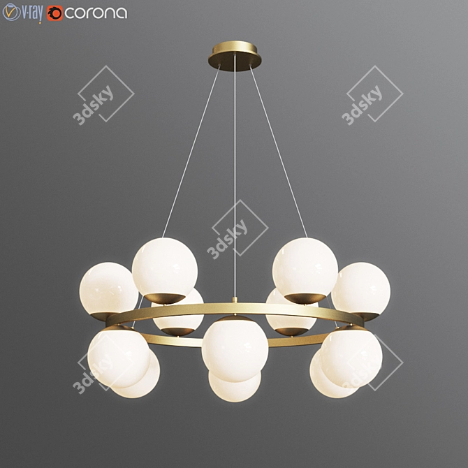 Bubbly Brass Pendant Light: Illuminate in Style! 3D model image 2