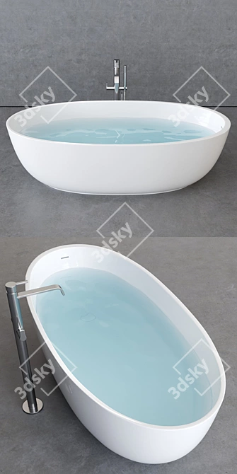 Luxury Round Freestanding Bathtub 3D model image 2