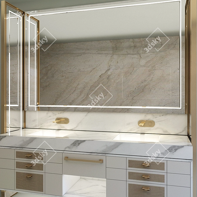 Elegant Bathroom Furniture Set 3D model image 2