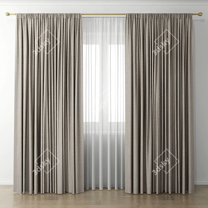 Elegant Curtain Panels 3D model image 1