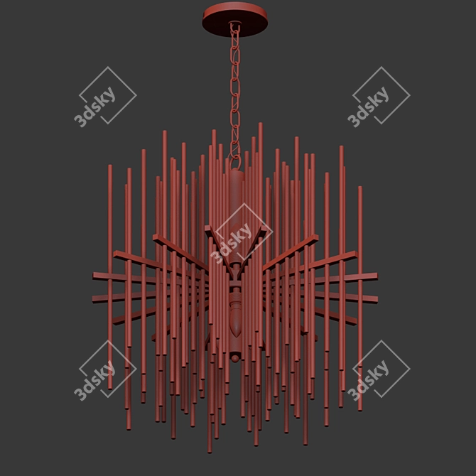 Sleek Brass Glass Chandelier 3D model image 2