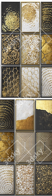 Golden Luxe Wall Art Collection 3D model image 2