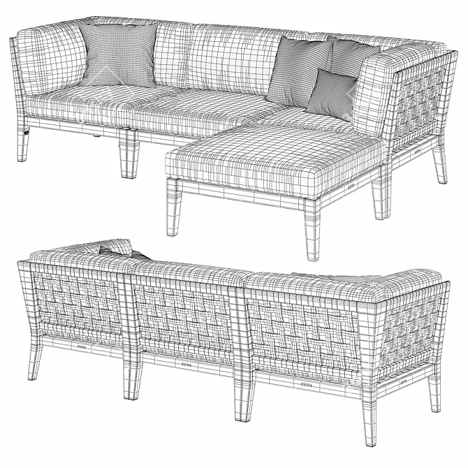 Milton Outdoor Modular Sofa: Stylish and Versatile 3D model image 3