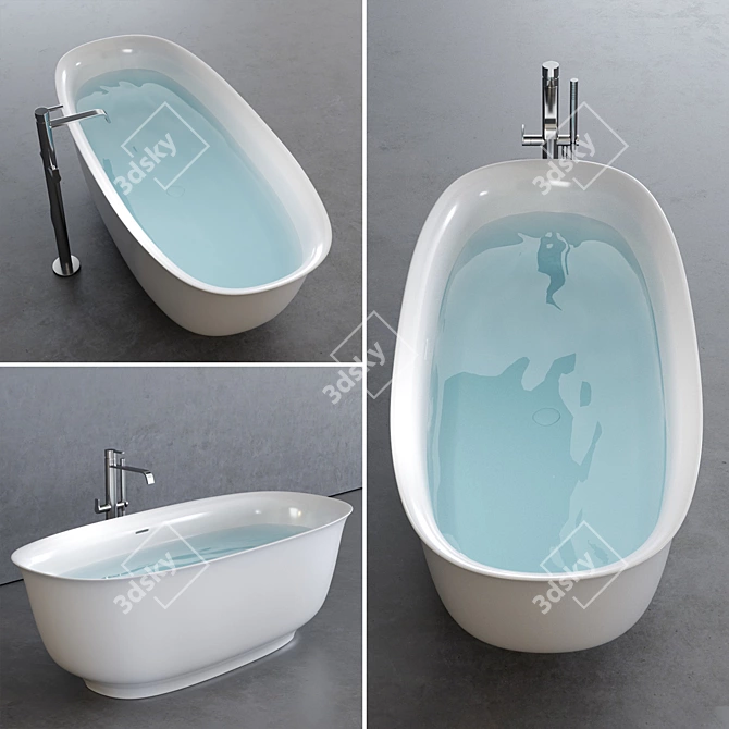 Wave Freestanding Oval Bathtub 3D model image 1