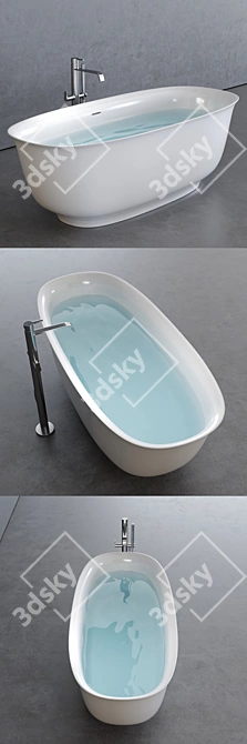 Wave Freestanding Oval Bathtub 3D model image 2