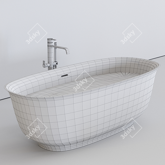 Wave Freestanding Oval Bathtub 3D model image 3