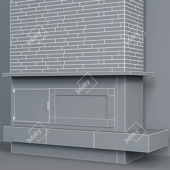 Sleek Stone Fireplace 3D model image 3