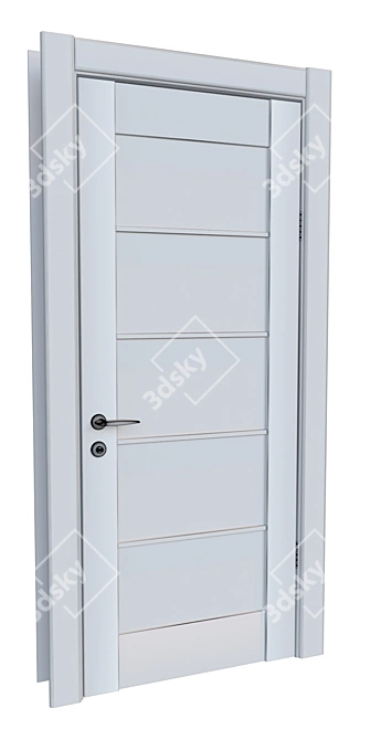 European Birch Glass Door 3D model image 2