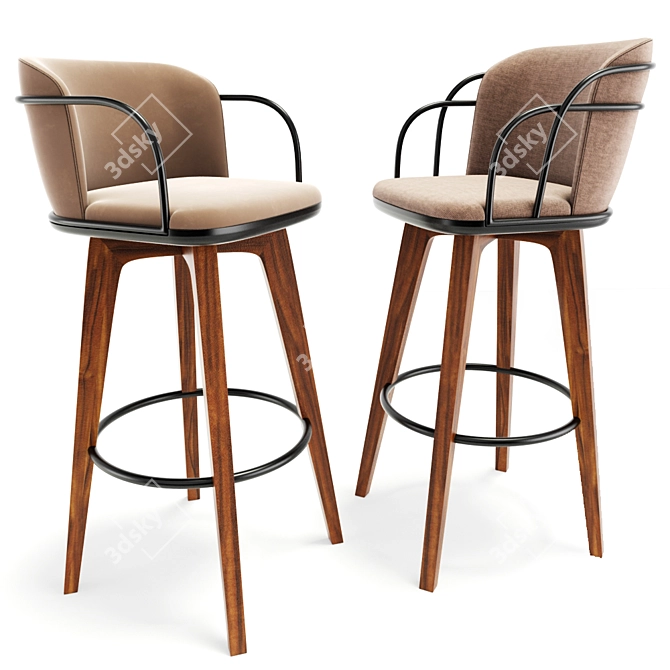 Compact Arven Stool Set 3D model image 1