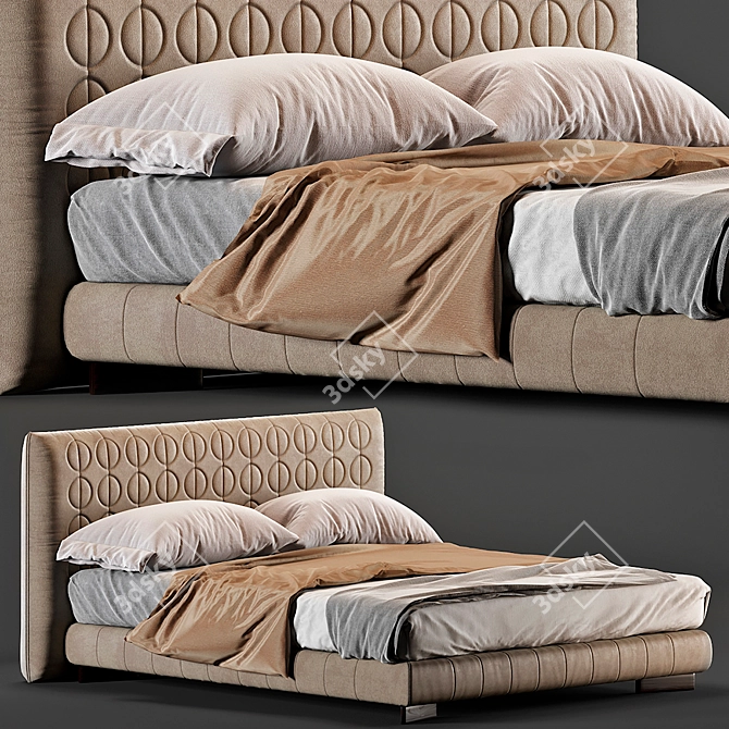 Modern and Sleek Minotti Curtis Bed 3D model image 1