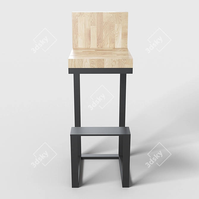 Industrial Loft Bar Stool 3D model image 2