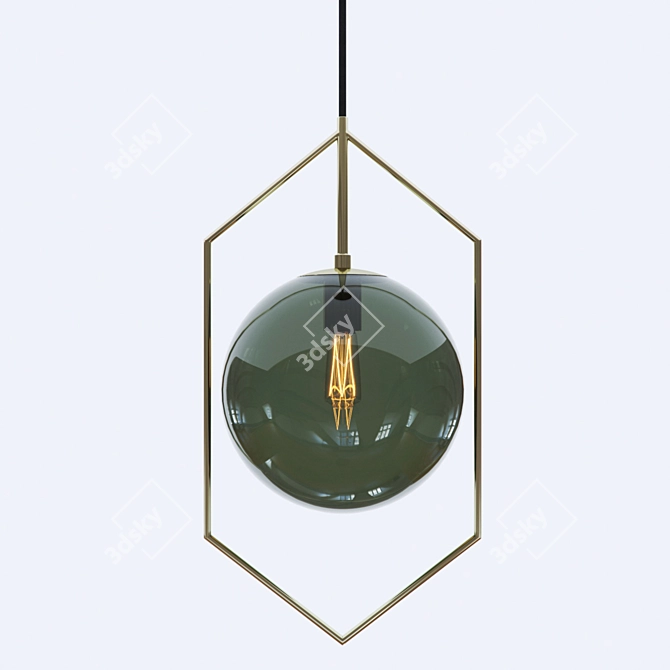 Spherical Glass Pendant Light 3D model image 2