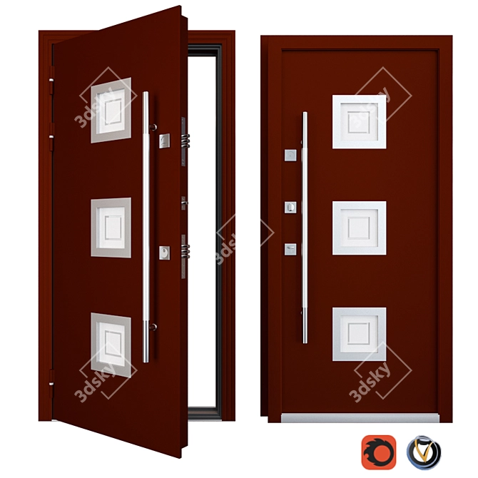 Modern Inox S-6 Metal Door 3D model image 1