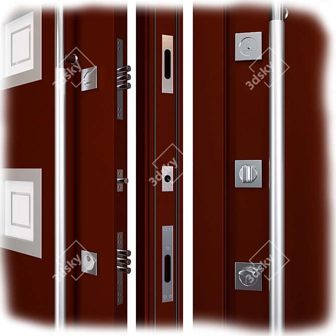 Modern Inox S-6 Metal Door 3D model image 2