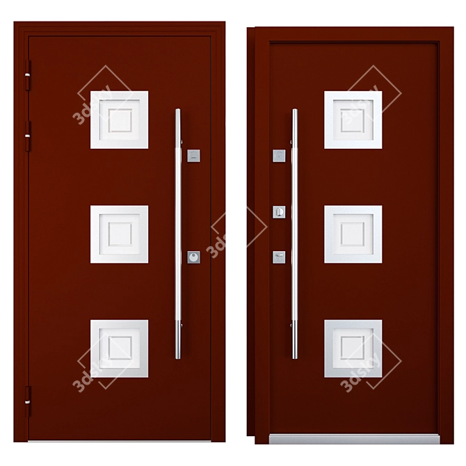 Modern Inox S-6 Metal Door 3D model image 3