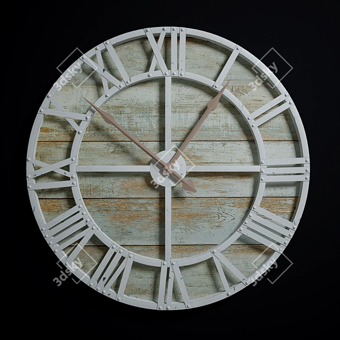 Rustic Gray Oversize Wall Clock 3D model image 1