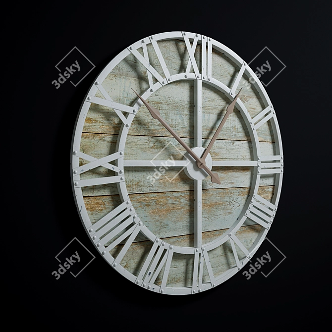 Rustic Gray Oversize Wall Clock 3D model image 2