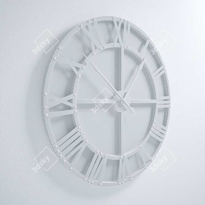 Rustic Gray Oversize Wall Clock 3D model image 3