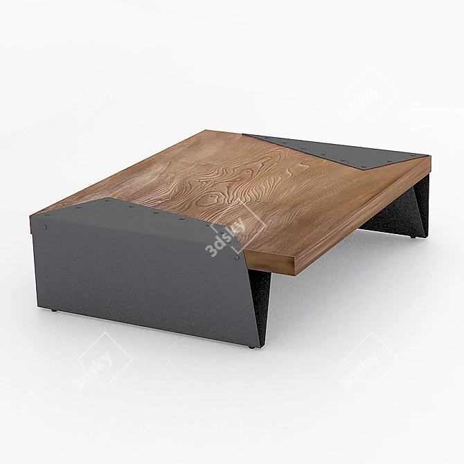 Modern Wood Coffee Table 3D model image 2