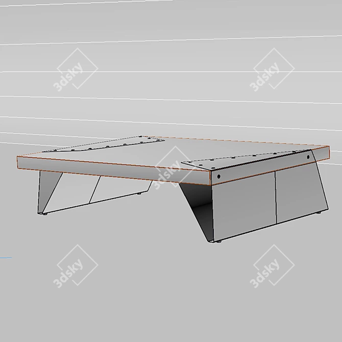 Modern Wood Coffee Table 3D model image 3