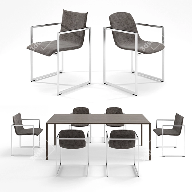 ARCO Frame Chair Set with Slim Table 3D model image 1