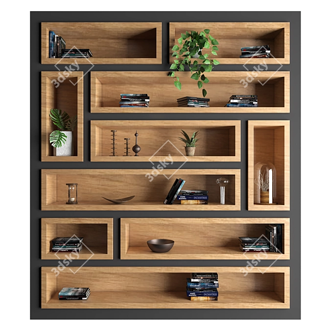 Versatile Wooden Shelf: Stylish & Practical 3D model image 1