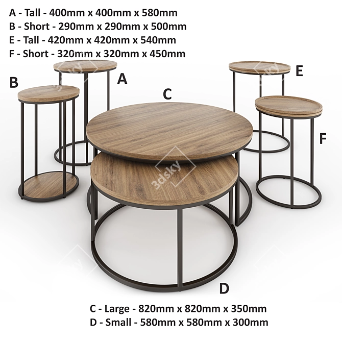 Industrial Loft Style Coffee Table 3D model image 2