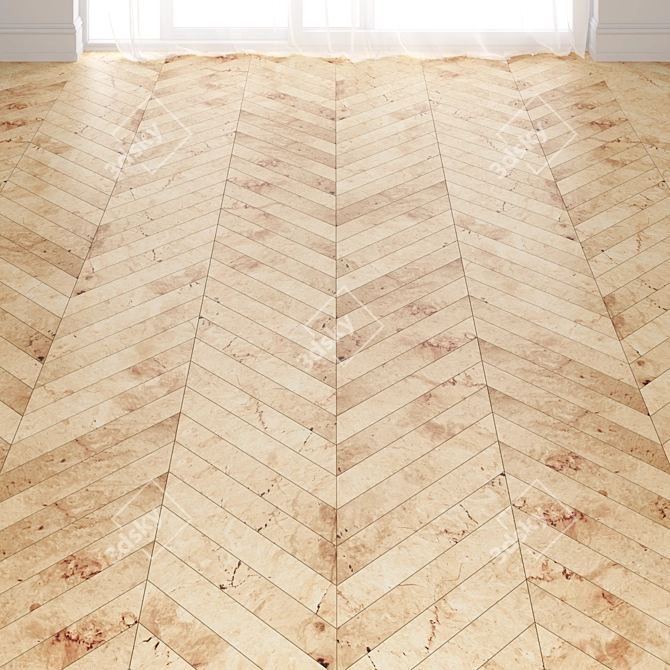 Brown Marble Tiles: Chevron & Herringbone 3D model image 1