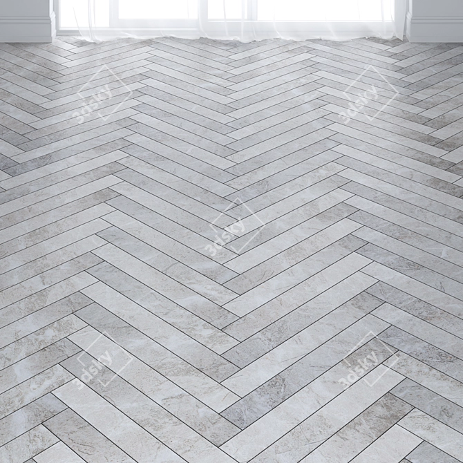 Light Brown Marble Tiles: Chevron & Herringbone 3D model image 1