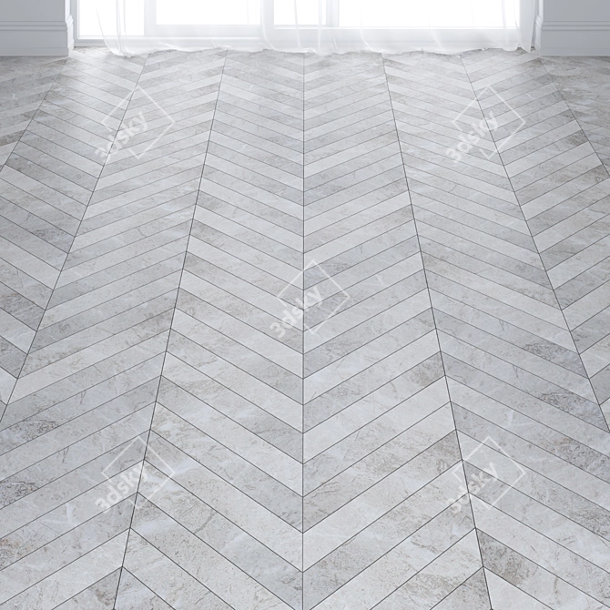 Light Brown Marble Tiles: Chevron & Herringbone 3D model image 2