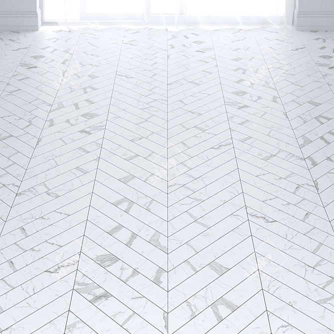 Elegant White Statuario Marble Tiles 3D model image 1