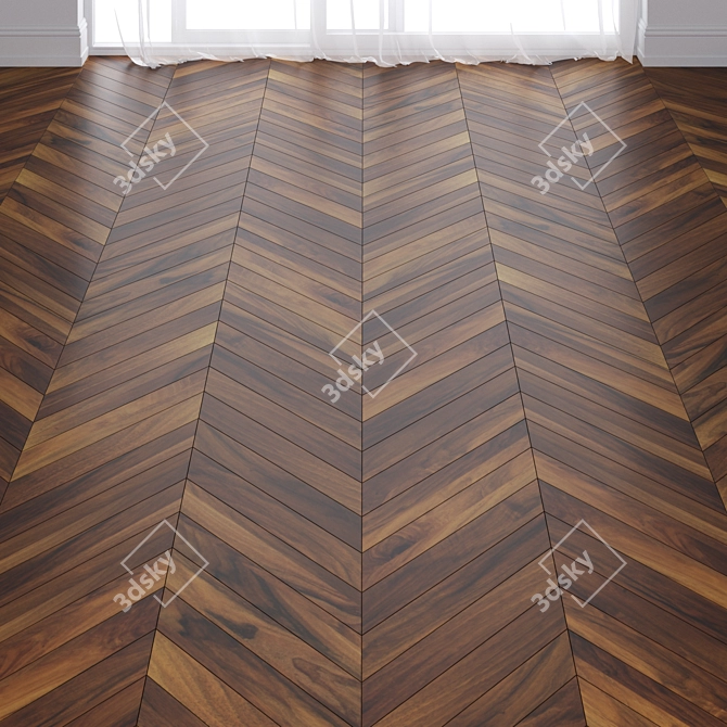 Premium Walnut Parquet Floor: 3 Layout Types 3D model image 2