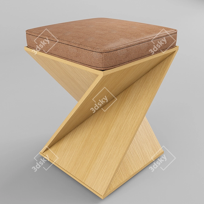 Sleek Leather Stool 3D model image 1