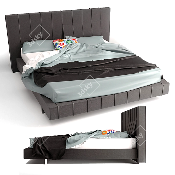 Wave High Functionality Bed 3D model image 1