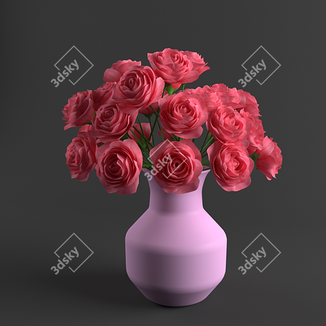 Elegant Pink Rose Sculpture 3D model image 1