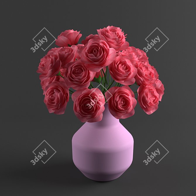 Elegant Pink Rose Sculpture 3D model image 2