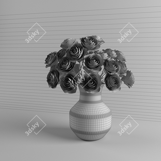 Elegant Pink Rose Sculpture 3D model image 3