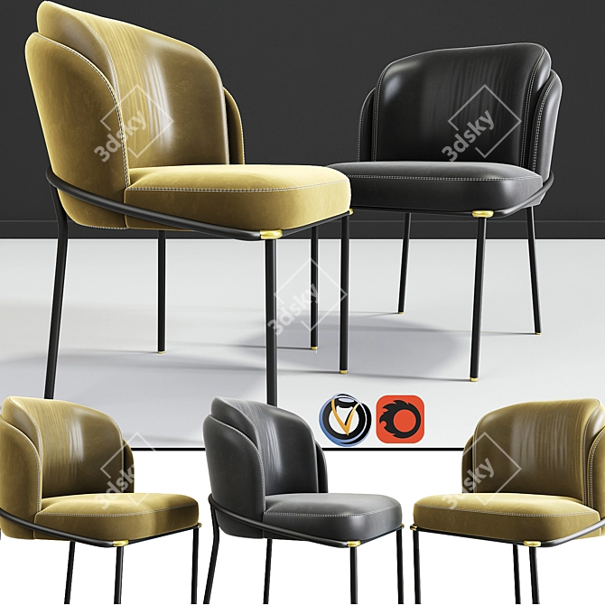 Sleek Noir Dining Chair: Vray & Corona Ready 3D model image 1