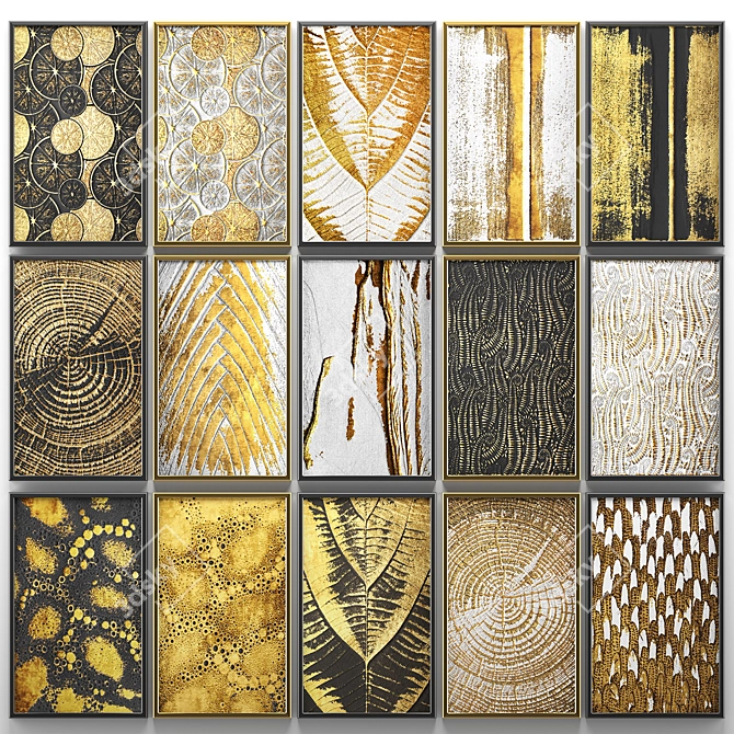Golden Collection: Luxurious Wall Decor 3D model image 1