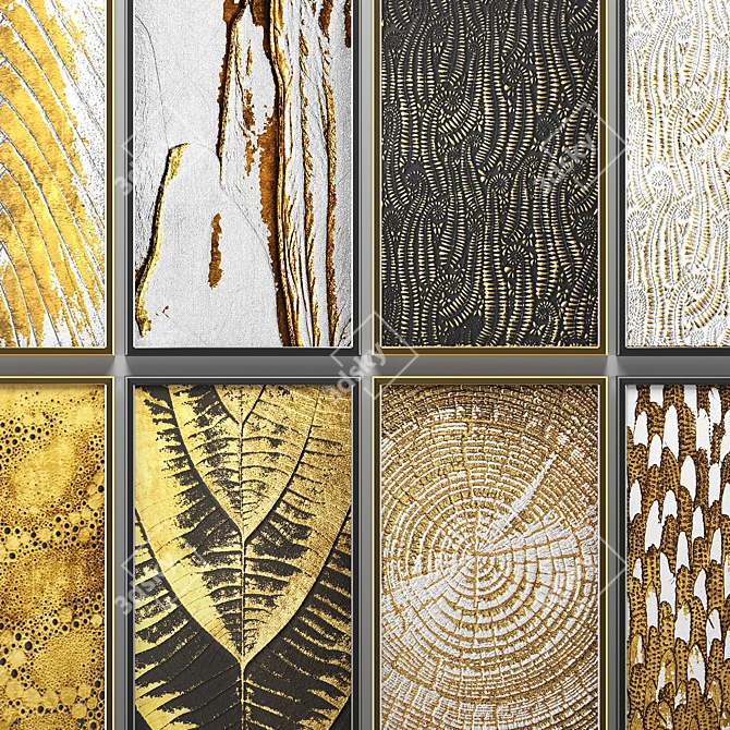 Golden Collection: Luxurious Wall Decor 3D model image 2