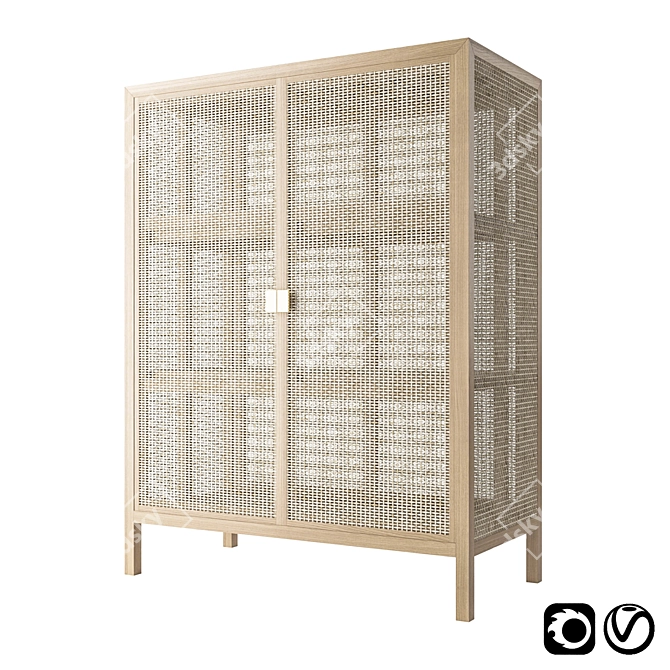 Stylish Ikea Stockholm Wicker Chest 3D model image 1