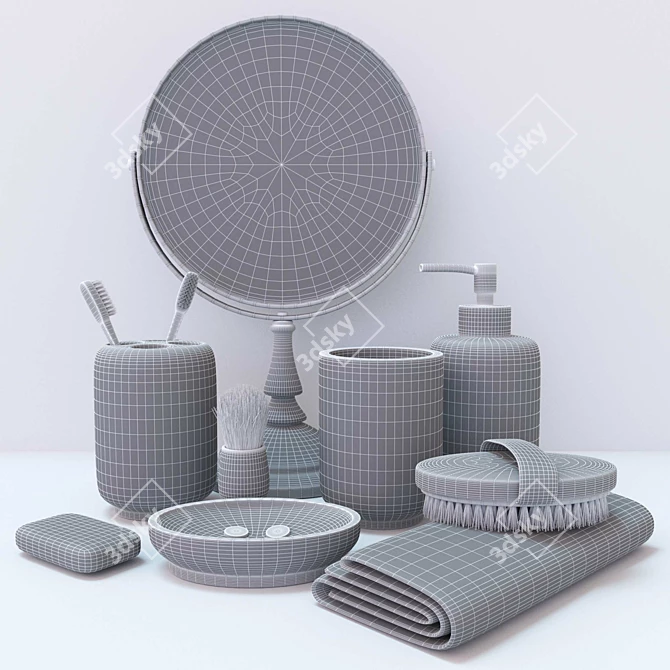 Minimalist Grey Bathroom Set 3D model image 3