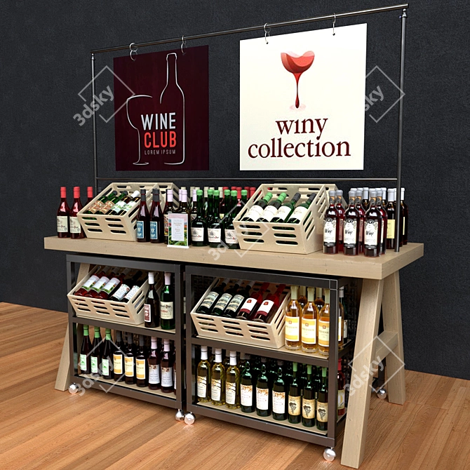 Sleek Wine Display Stand 3D model image 2