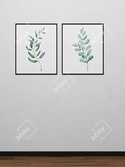 Watercolor Leaves Wall Decor 3D model image 2