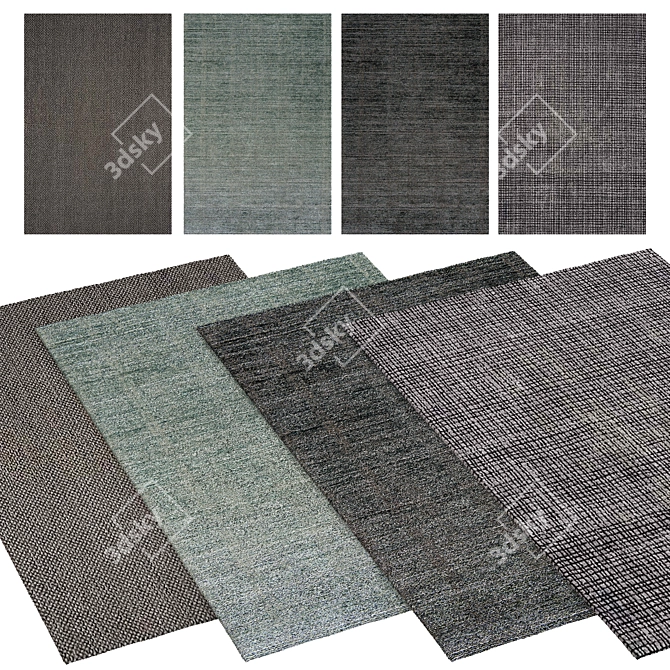 Modern Chic Grey Area Rug 3D model image 1